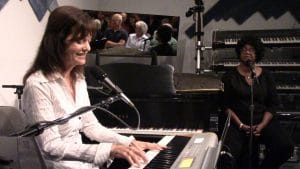 Harriet Schock & Andrea Ross-Greene at Theta Sound Studio LIVE! (videophoto by Randall Michael Tobin)